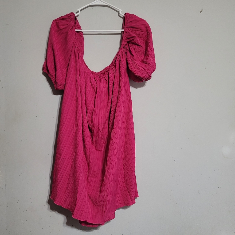 Womens Dress Shein Size Large Sundress Magenta Pink Off Shoulder Hoco Rush Dance - Picture 2 of 2